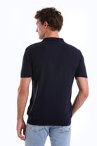 Regular Fit Cotton Blend Navy Jacquard Polo T-Shirt - MIB