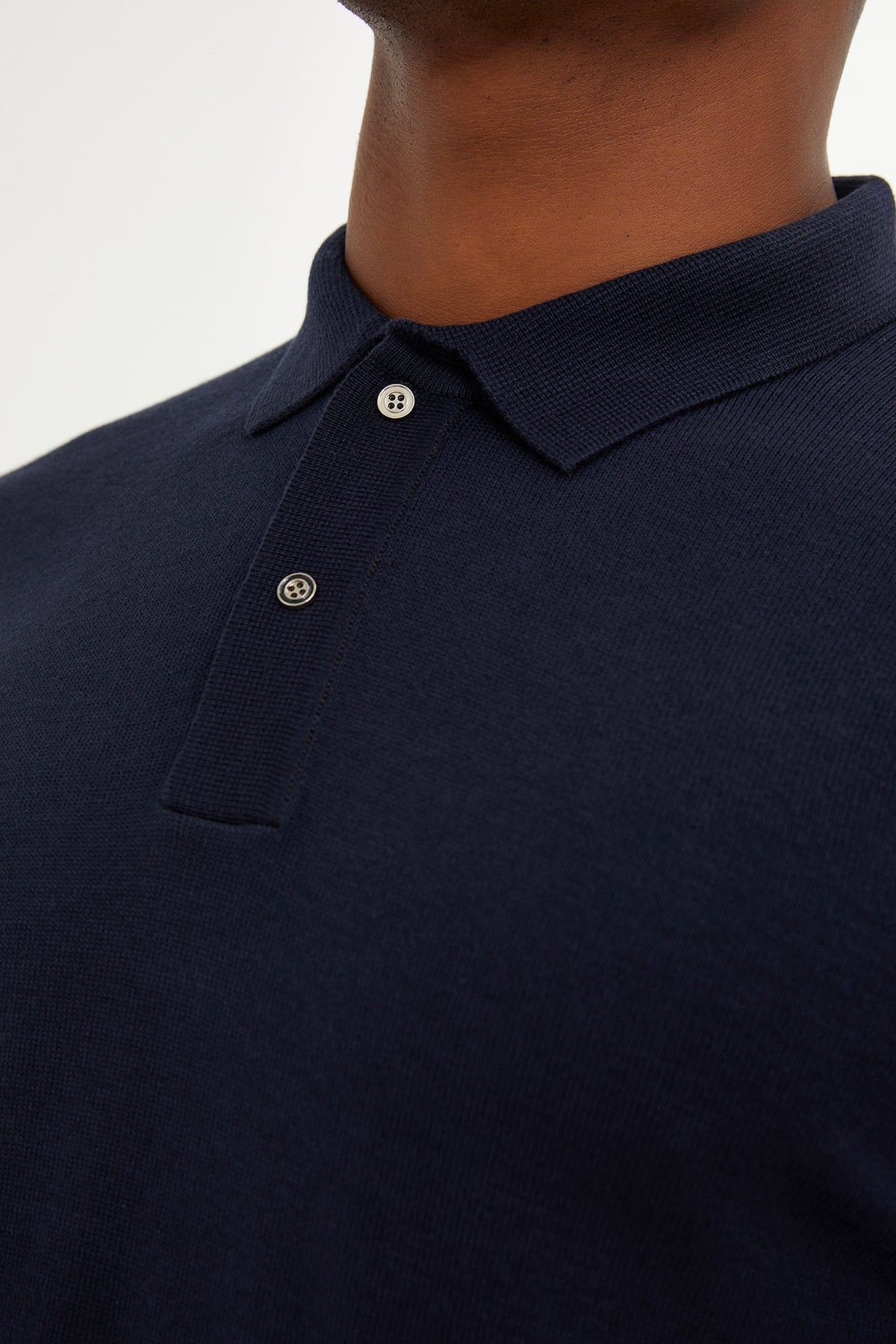 Regular Fit Cotton Blend Navy Polo Sweater - SAYKI