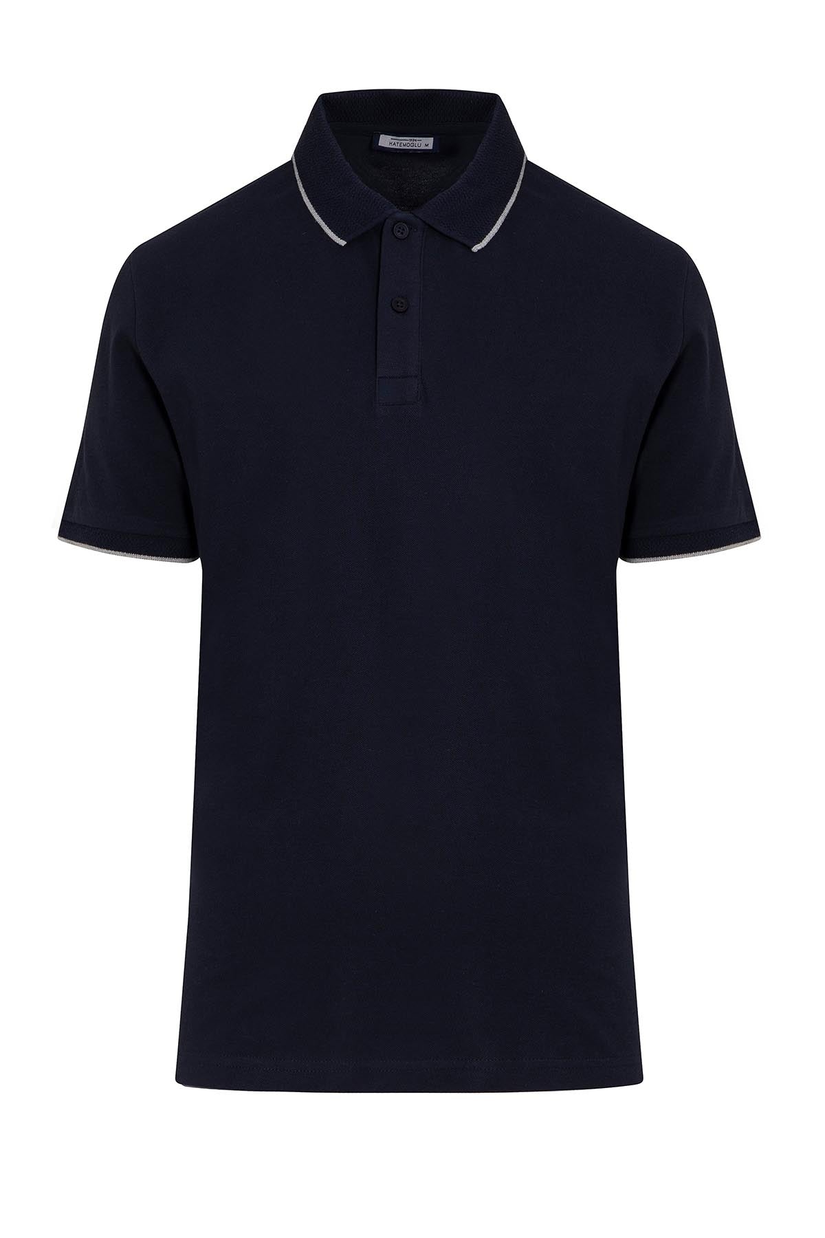 Regular Fit Cotton Blend Navy Polo T-Shirt - MIB