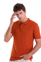 Regular Fit Cotton Blend Orange Jacquard Polo T-Shirt - MIB