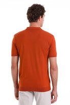 Regular Fit Cotton Blend Orange Jacquard Polo T-Shirt - MIB