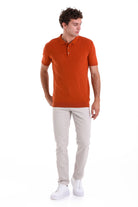 Regular Fit Cotton Blend Orange Jacquard Polo T-Shirt - MIB