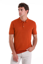 Regular Fit Cotton Blend Orange Jacquard Polo T-Shirt - MIB