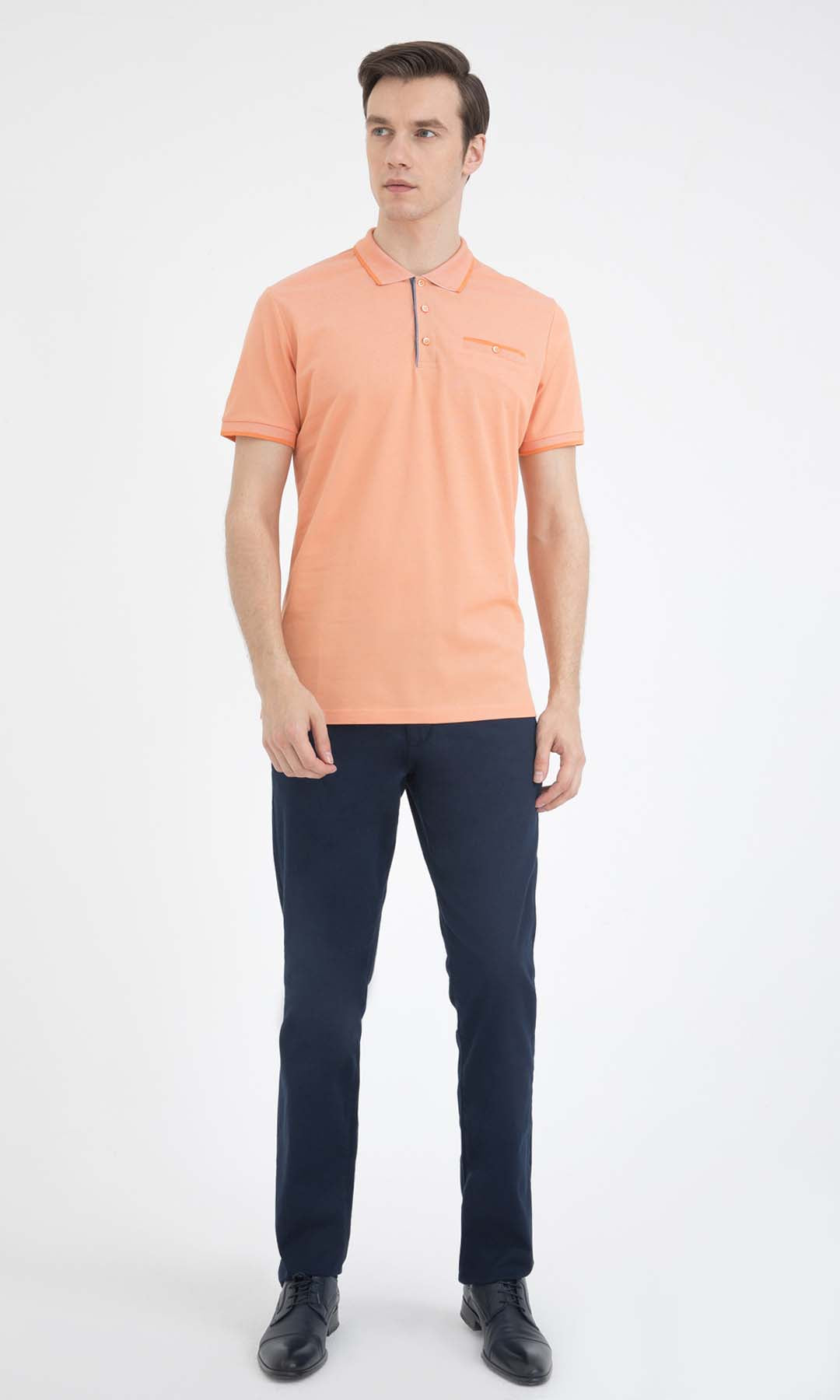 Regular Fit Cotton Blend Orange - White Polo T-Shirt - MIB