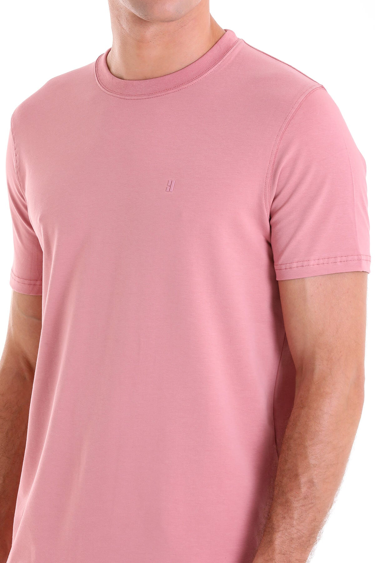 Regular Fit Cotton Blend Pink Crewneck T-Shirt - MIB