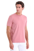 Regular Fit Cotton Blend Pink Crewneck T-Shirt - MIB