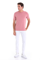 Regular Fit Cotton Blend Pink Crewneck T-Shirt - MIB