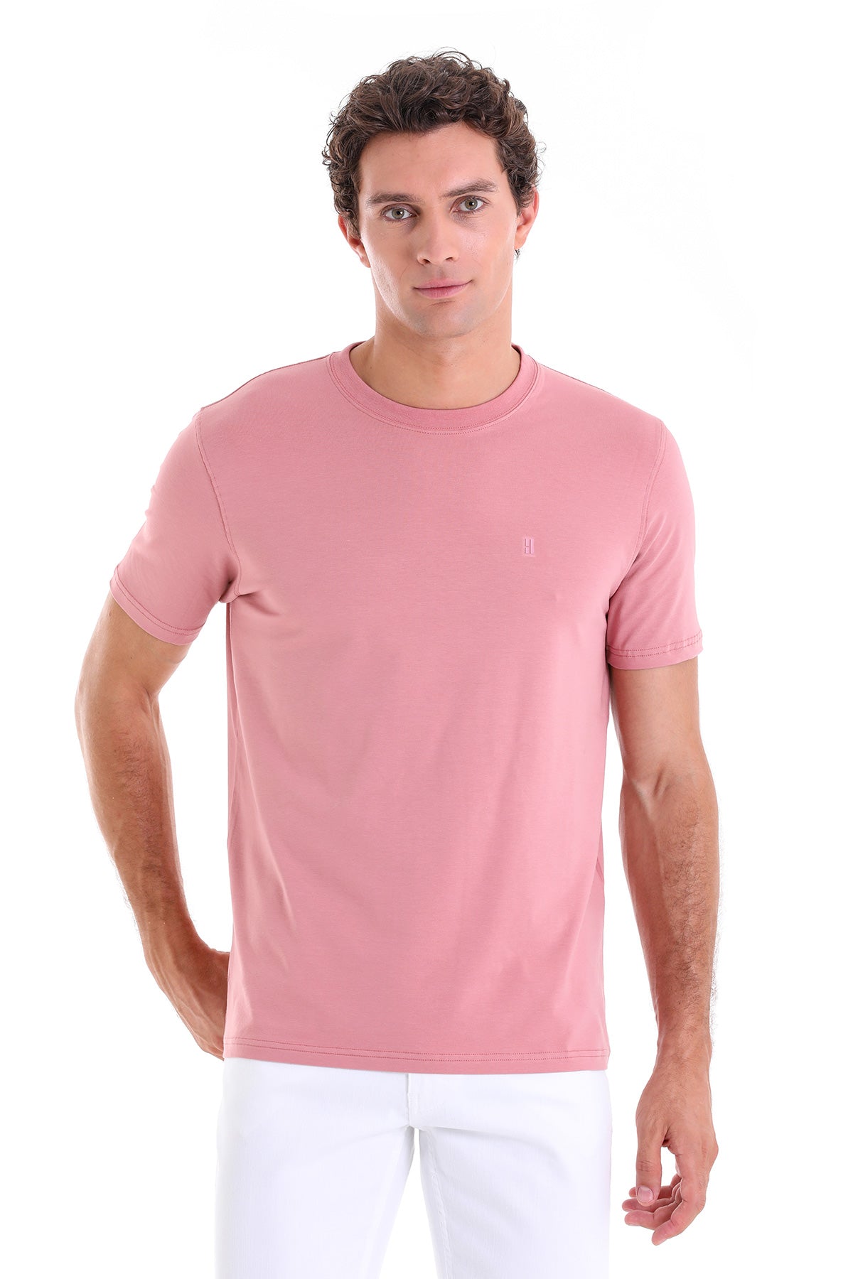 Regular Fit Cotton Blend Pink Crewneck T-Shirt - MIB