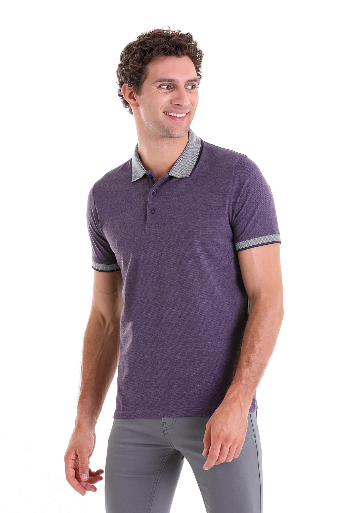 Regular Fit Cotton Blend Plum Polo T-Shirt - MIB