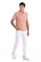 Regular Fit Cotton Blend Salmon Jacquard Polo T-Shirt - MIB