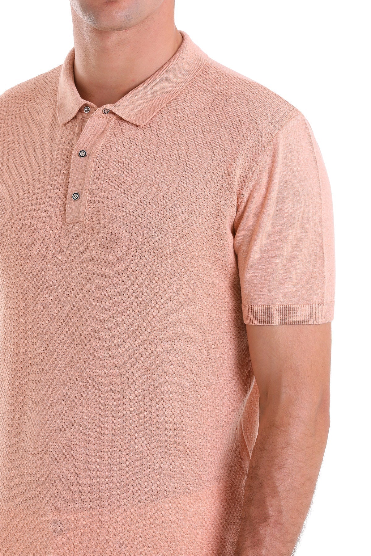 Regular Fit Cotton Blend Salmon Jacquard Polo T-Shirt - MIB