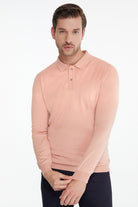 Regular Fit Cotton Blend Salmon Polo Sweater - SAYKI