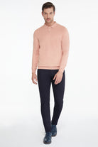 Regular Fit Cotton Blend Salmon Polo Sweater - SAYKI