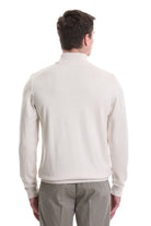 Regular Fit Cotton Blend Stone Mock Neck Sweater - SAYKI