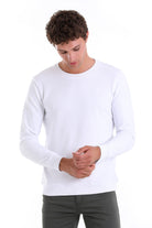 Regular Fit Cotton Blend White Crewneck Sweatshirt - MIB