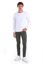 Regular Fit Cotton Blend White Crewneck Sweatshirt - MIB