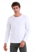 Regular Fit Cotton Blend White Crewneck Sweatshirt - MIB