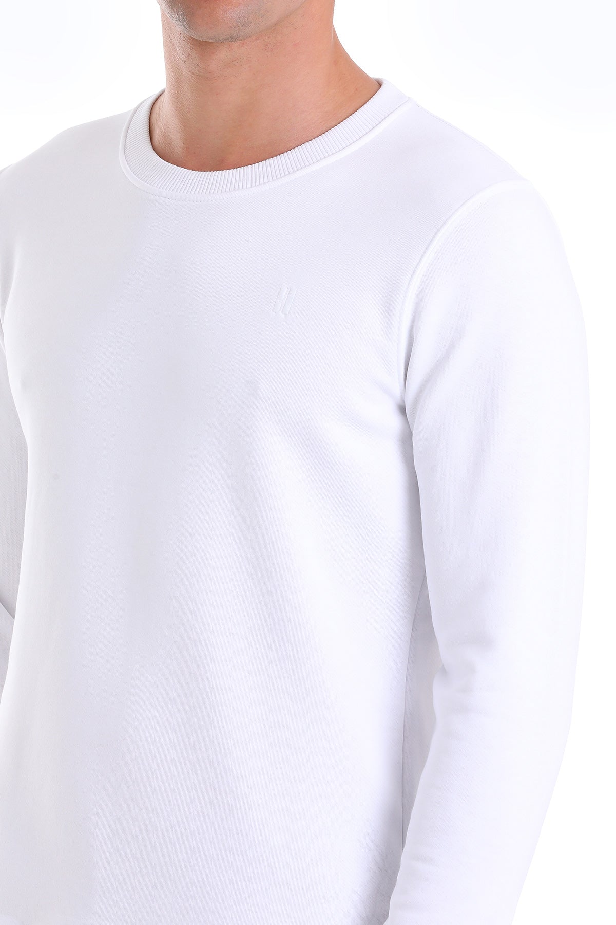 Regular Fit Cotton Blend White Crewneck Sweatshirt - MIB