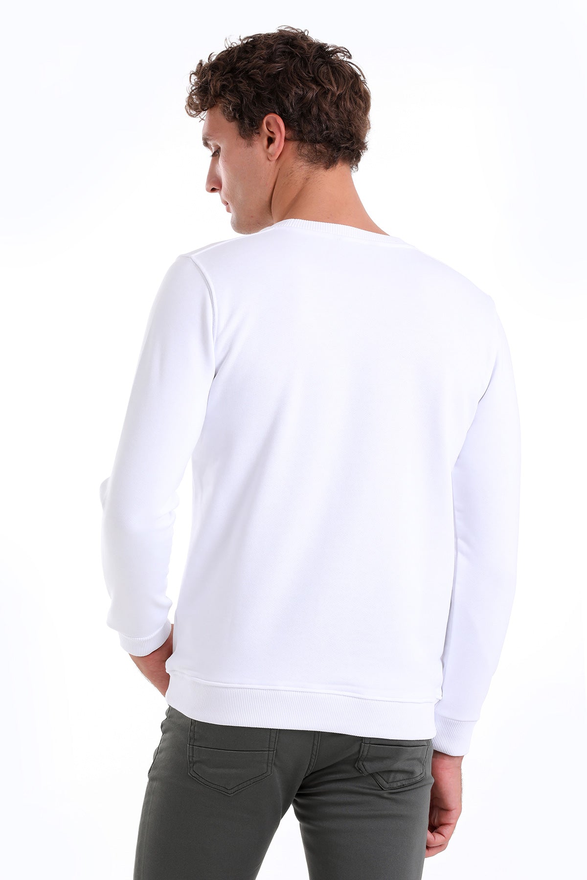 Regular Fit Cotton Blend White Crewneck Sweatshirt - MIB