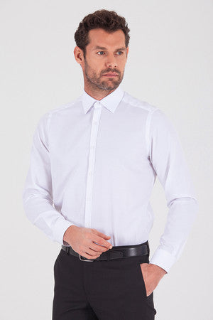 Regular Fit Cotton Blend White Dress Shirt - MIB