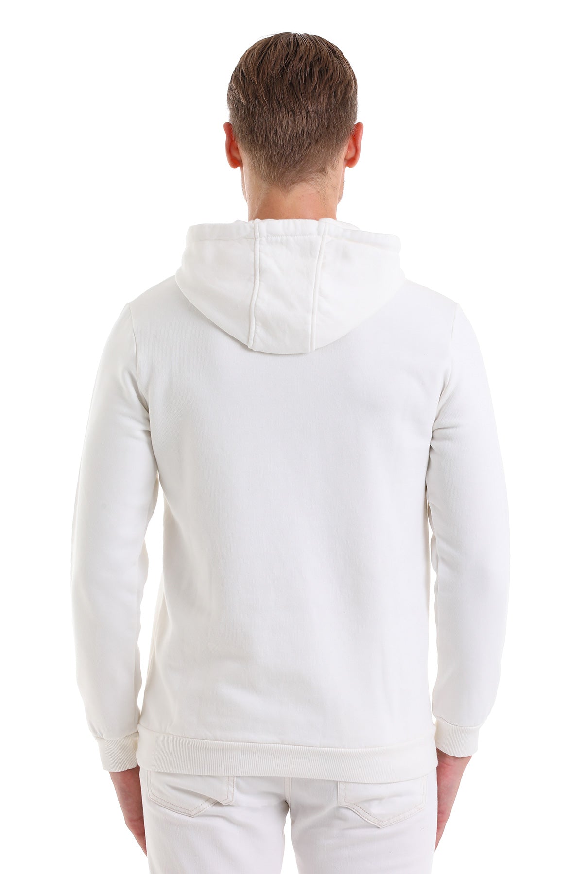 Regular Fit Cotton Blend White Hooded Sweatshirt - MIB