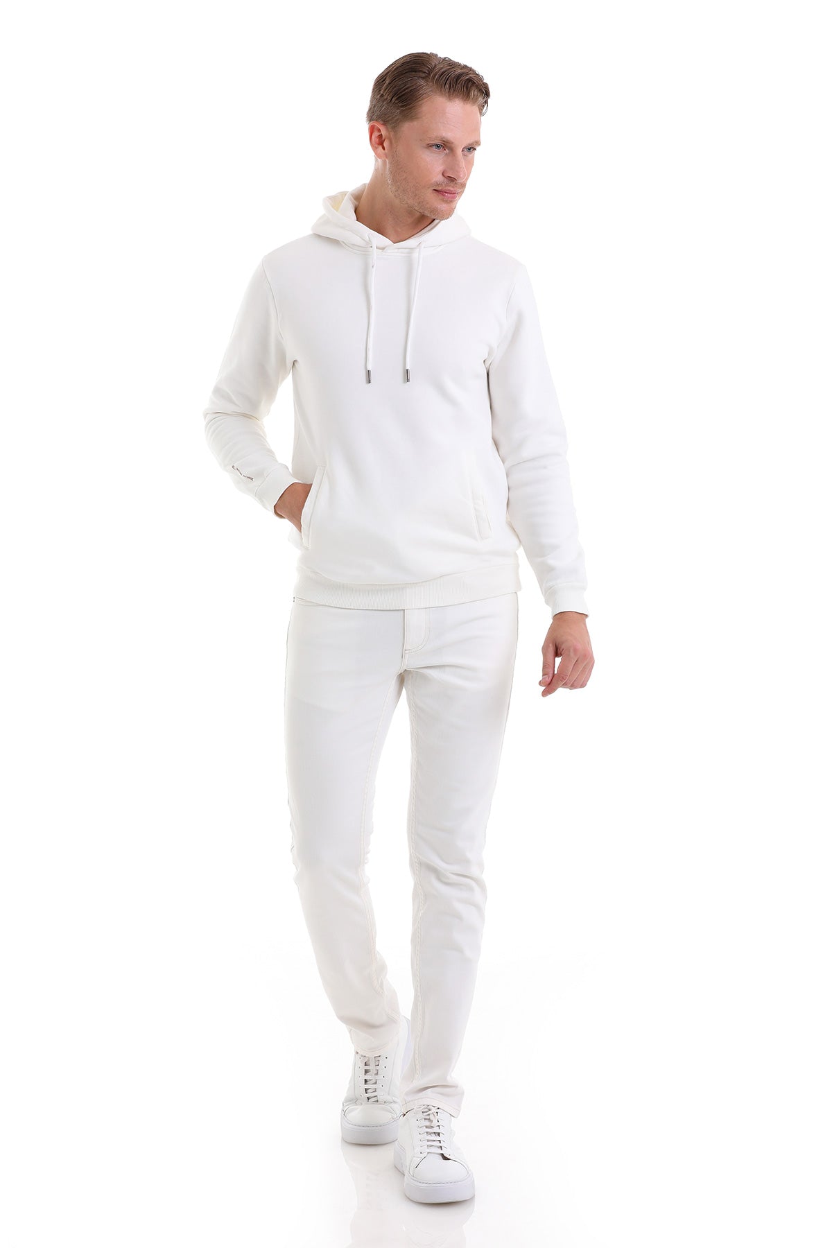 Regular Fit Cotton Blend White Hooded Sweatshirt - MIB