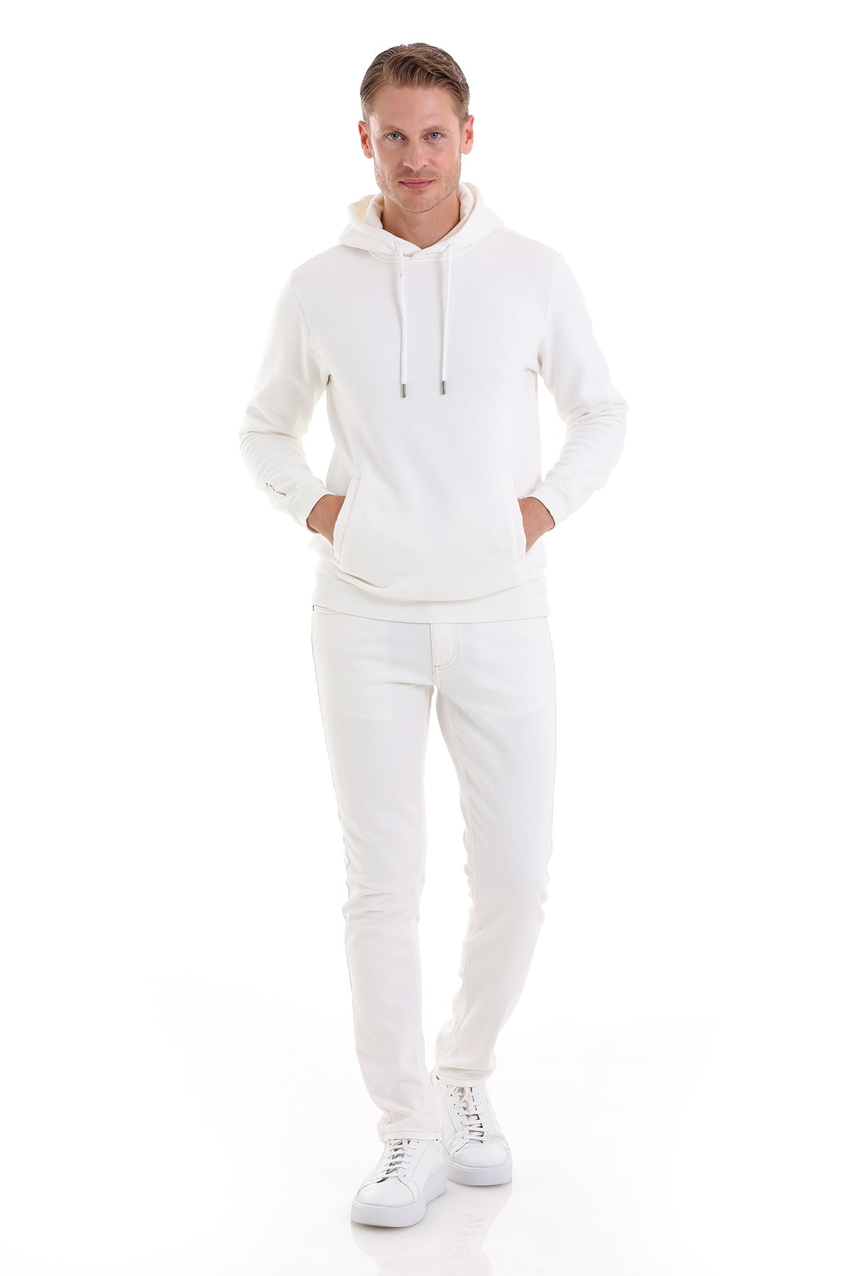 Regular Fit Cotton Blend White Hooded Sweatshirt - MIB