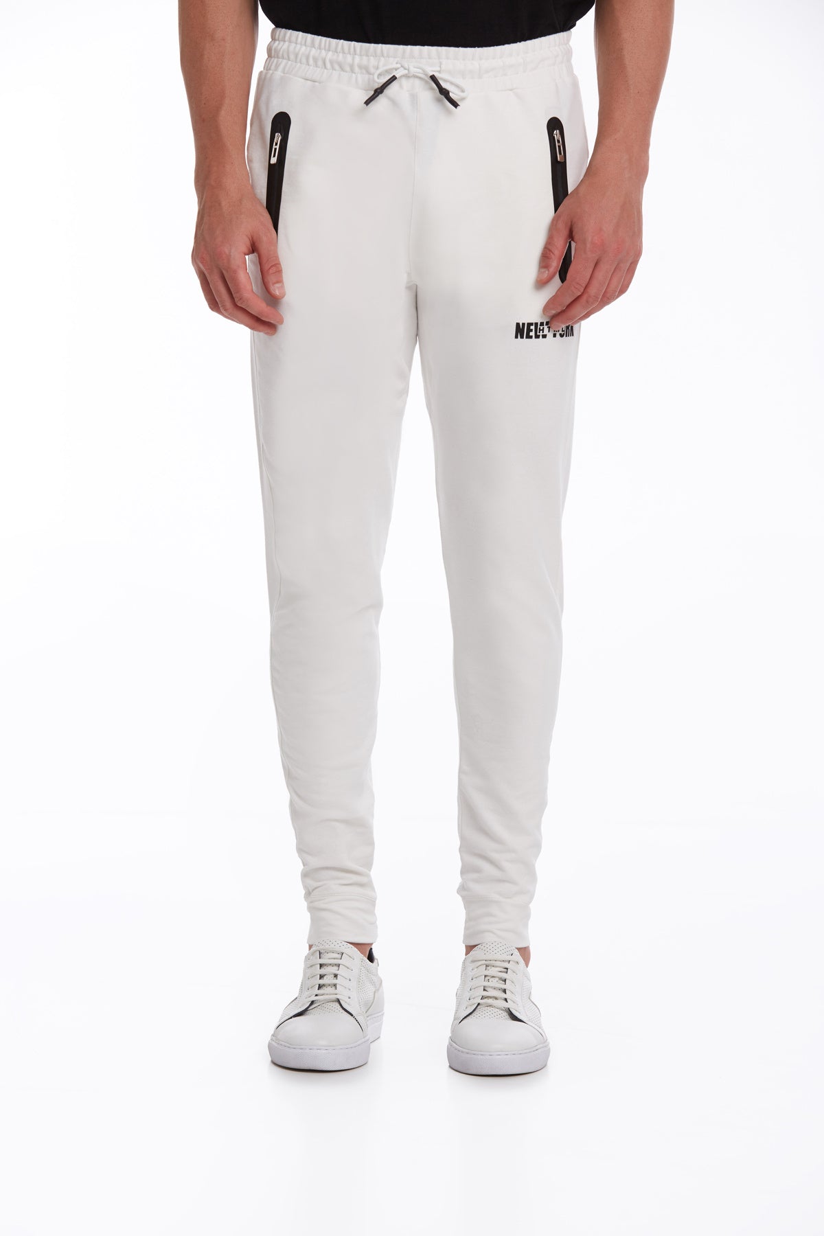 Regular Fit Cotton Blend White Sweatpants - MIB