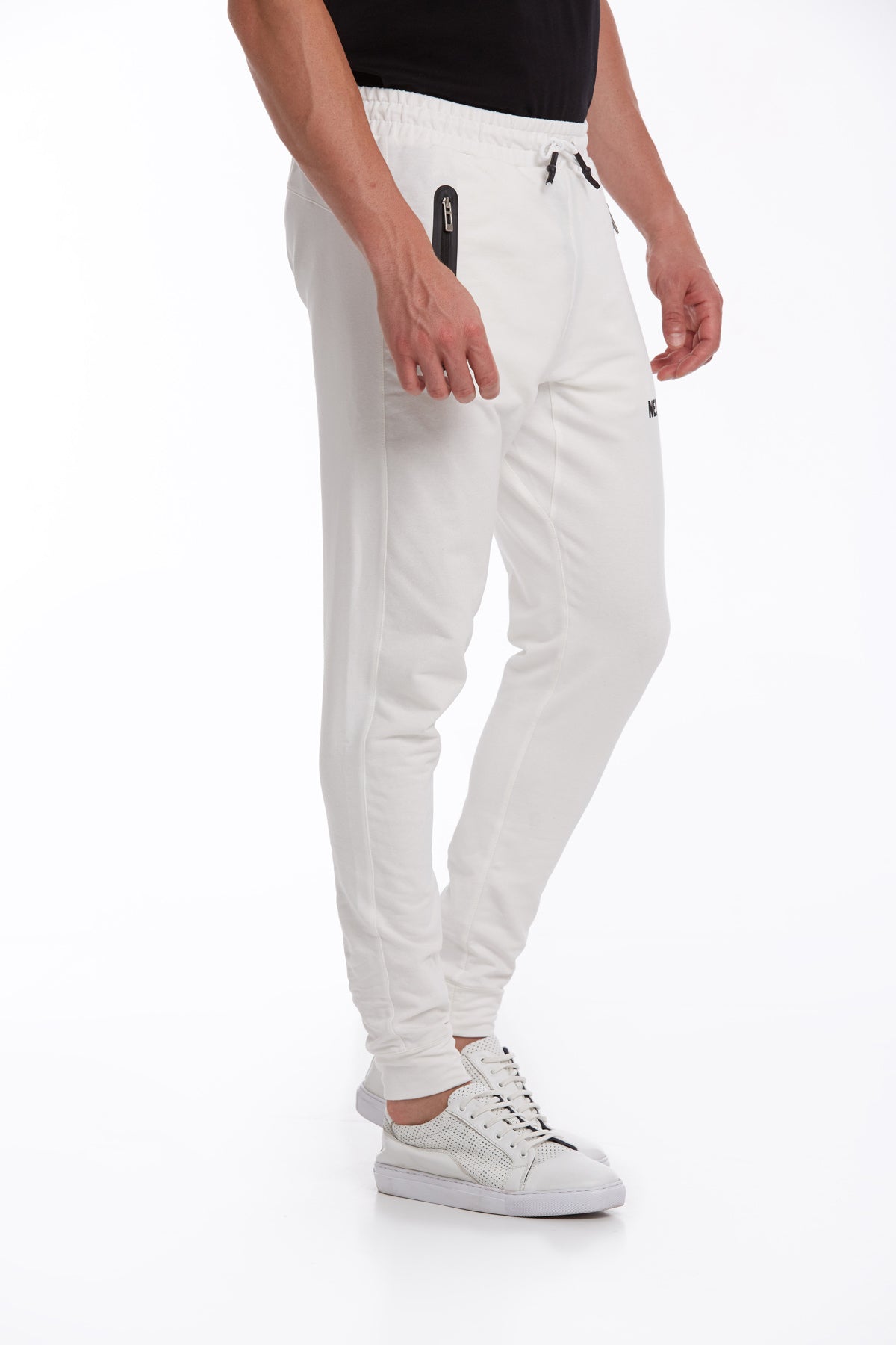 Regular Fit Cotton Blend White Sweatpants - MIB