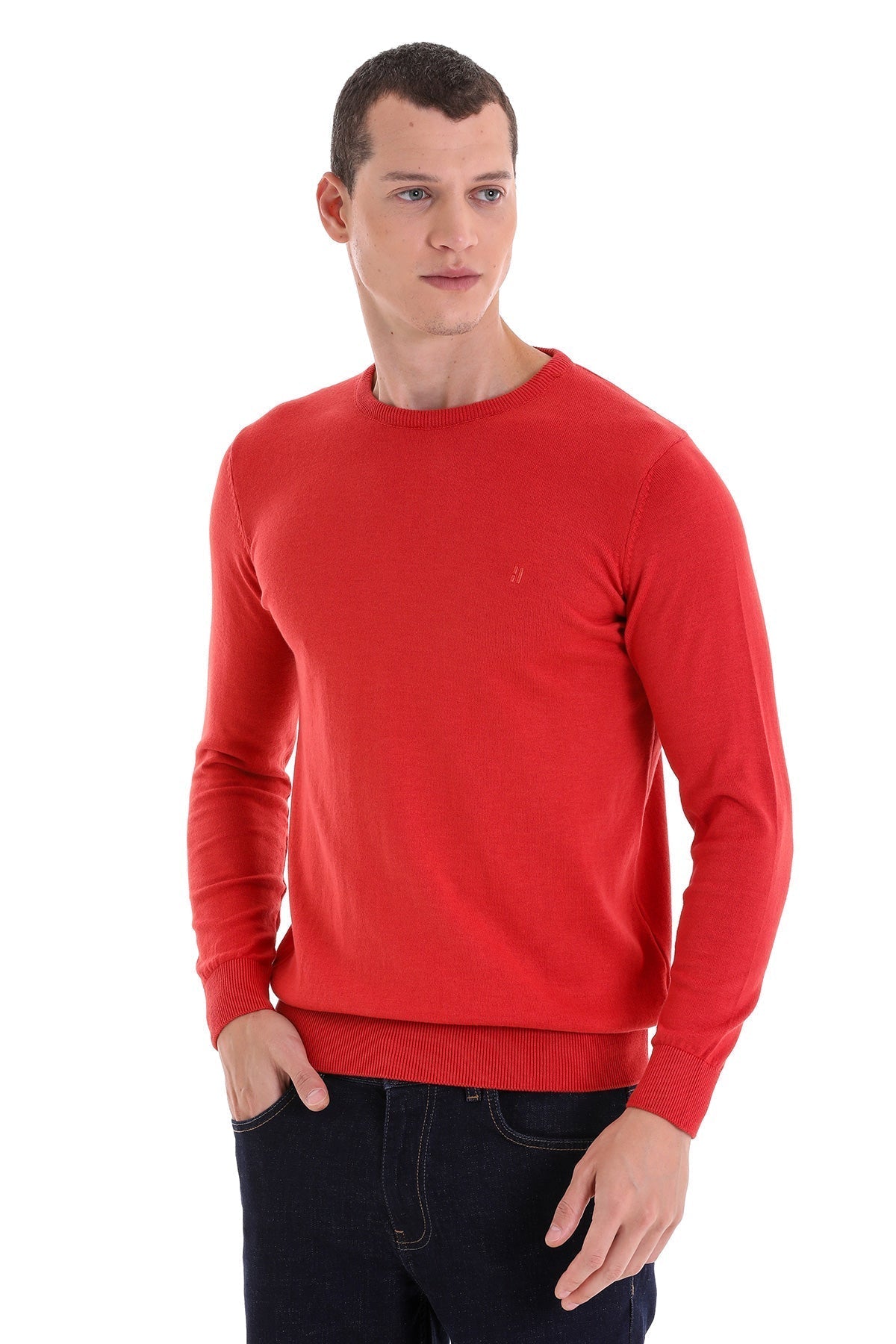 Regular Fit Cotton Brick Crewneck Sweater - MIB