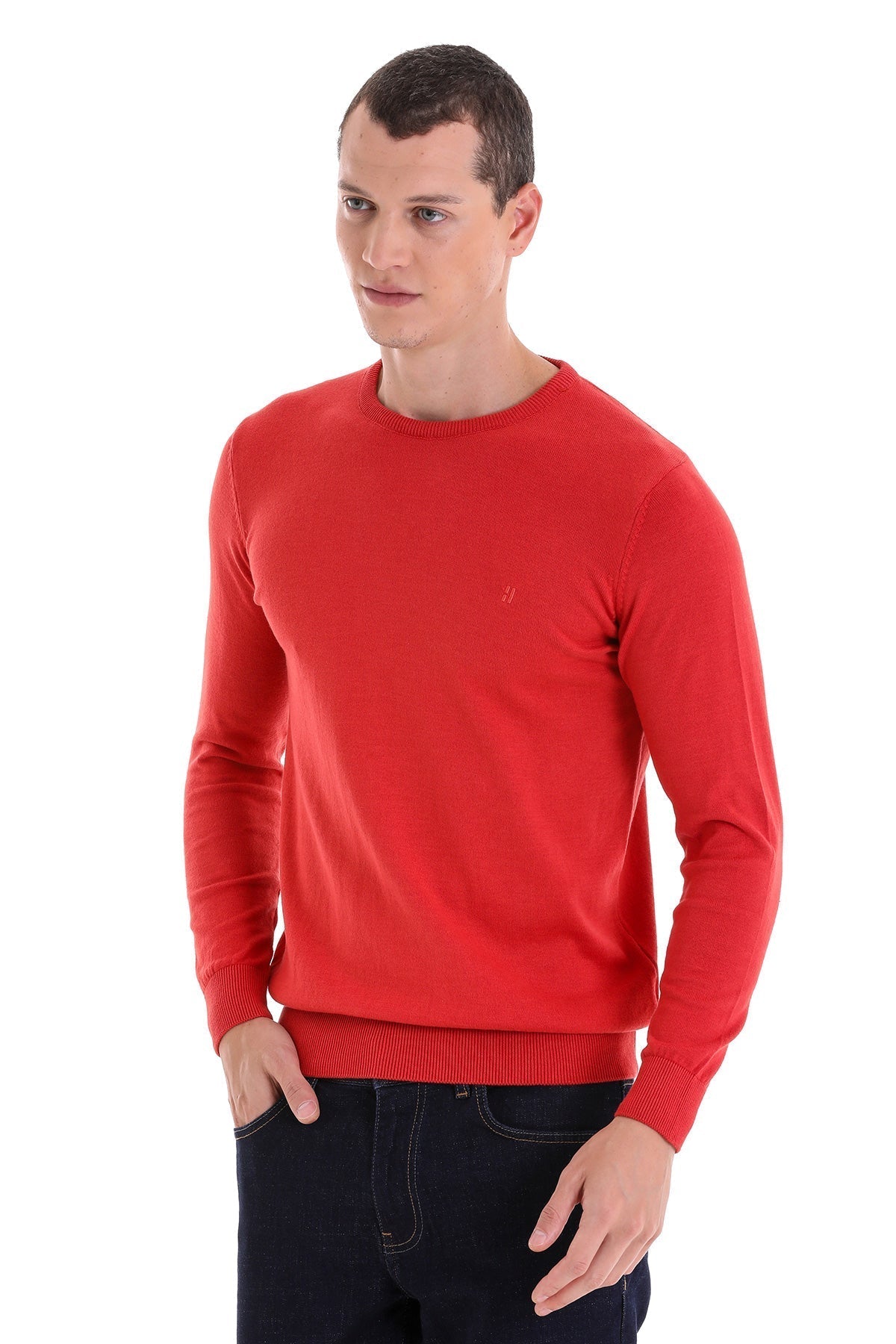 Regular Fit Cotton Brick Crewneck Sweater - MIB