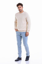 Regular Fit Cotton Cream Crewneck Sweater - MIB