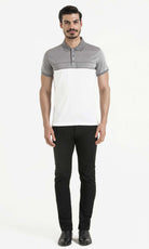 Regular Fit Cotton Gray - White Polo T-Shirt - MIB