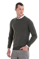 Regular Fit Cotton Khaki Crewneck Sweater - MIB