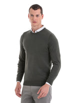 Regular Fit Cotton Khaki Crewneck Sweater - MIB