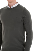 Regular Fit Cotton Khaki Crewneck Sweater - MIB