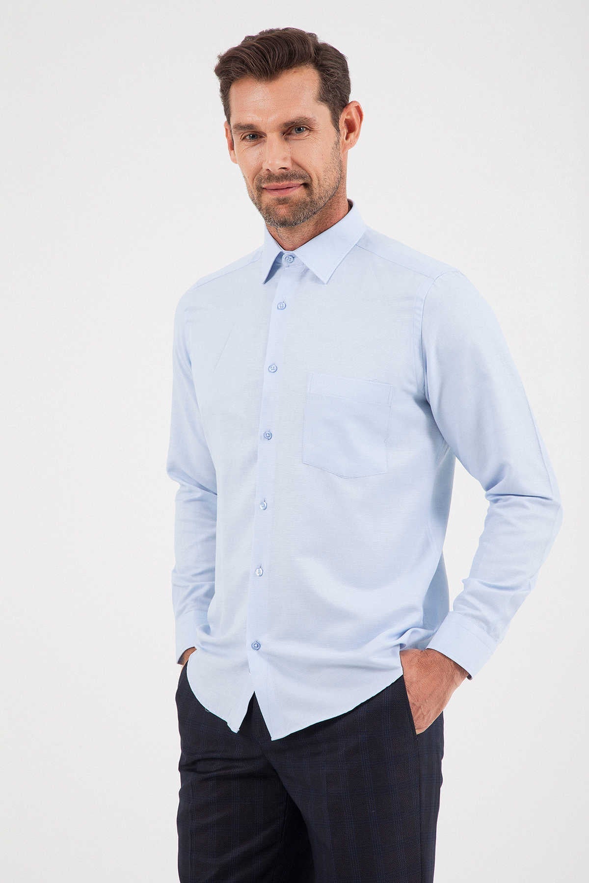 Regular Fit Cotton Light Blue Dress Shirt - MIB