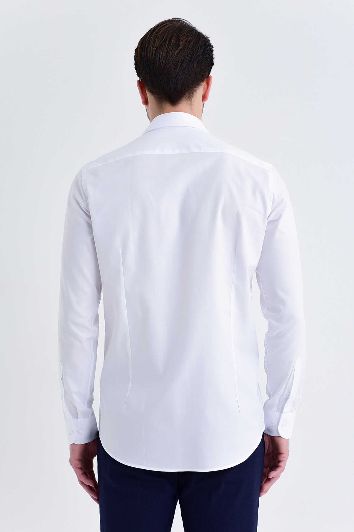 Regular Fit Cotton Long Sleeve White Dress Shirt - MIB