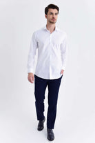 Regular Fit Cotton Long Sleeve White Dress Shirt - MIB