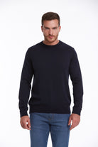 Regular Fit Cotton Navy Crewneck Sweater - MIB