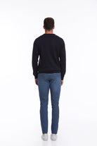 Regular Fit Cotton Navy Crewneck Sweater - MIB