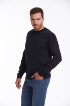 Regular Fit Cotton Navy Crewneck Sweater - MIB