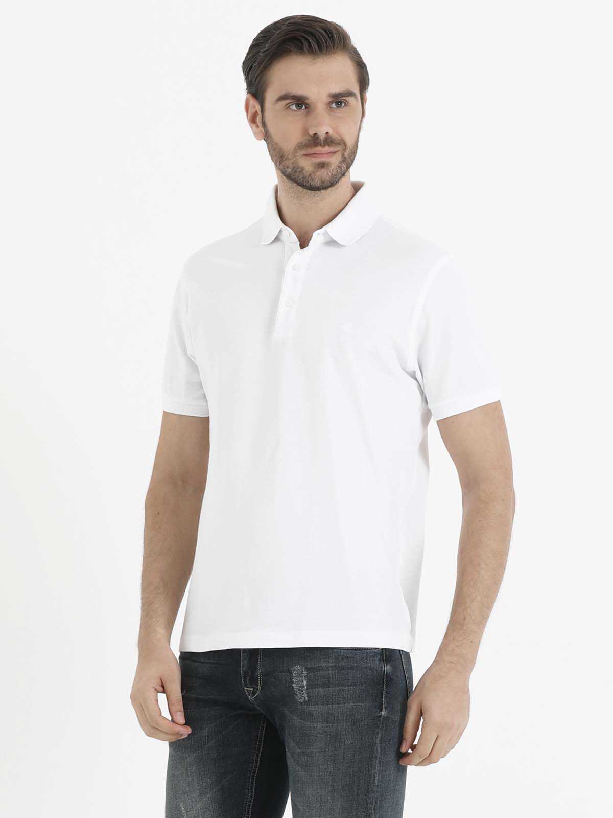 Regular Fit Cotton White Polo T-Shirt - MIB