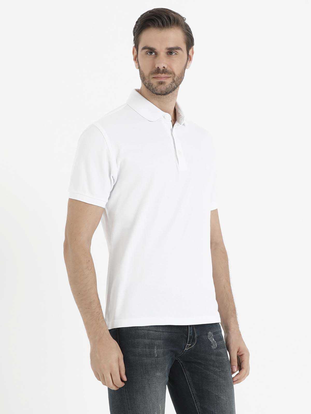 Regular Fit Cotton White Polo T-Shirt - MIB