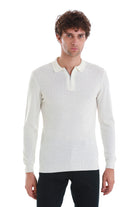 Regular Fit Ecru Wool Blend Polo Sweater - MIB