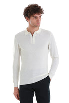 Regular Fit Ecru Wool Blend Polo Sweater - MIB