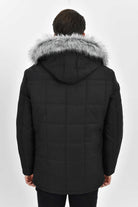 Regular Fit Faux Fur Hooded Black Coat - MIB