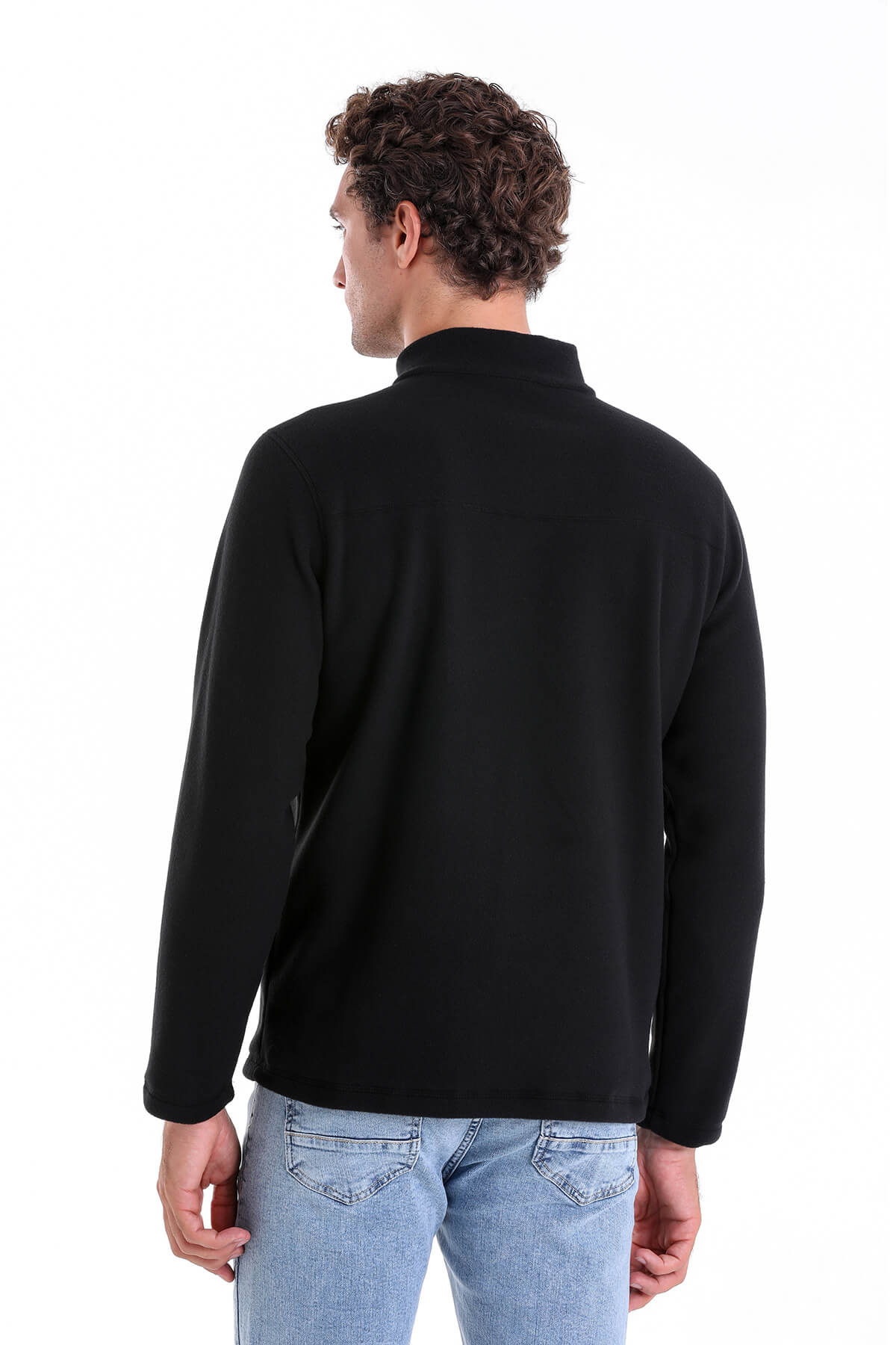 Regular Fit Fleece Black Mock Neck Sweatshirt - MIB