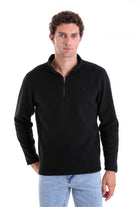 Regular Fit Fleece Black Mock Neck Sweatshirt - MIB