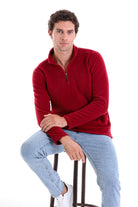 Regular Fit Fleece Burgundy Mock Neck Sweatshirt - MIB